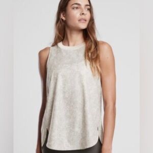Athleta Zephyr Refined‎ Cream & Gray Print Crewneck Tank